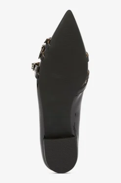 Bianco Ballerinasko Biabari Pointy Flat Buckle Faux Leather