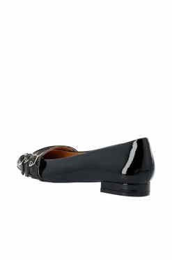 Bianco Ballerinasko Biabari Pointy Flat Buckle Faux Leather