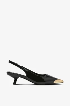 Bianco Højhælet sko biaKristin Kitten Heel Slingback Metal Toecap Patent