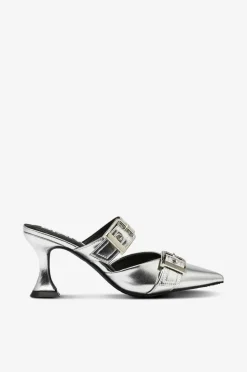 Bianco Sandaler med hæl biaGlam Mule Double Buckle Metallic PU