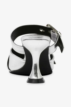 Bianco Sandaler med hæl biaGlam Mule Double Buckle Metallic PU