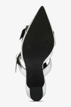 Bianco Sandaler med hæl biaGlam Mule Double Buckle Metallic PU
