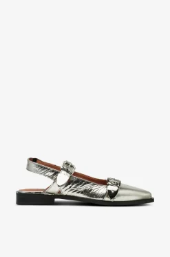 Bianco Slingback biaVictoria Buckle Tumbled Metallic Leather