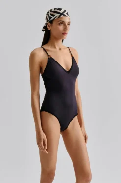 By Malina Badedragt Nila V-neck Crochet Trimmed