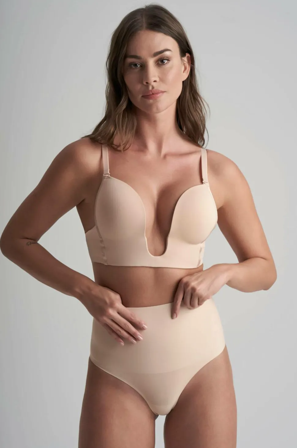 Bye Bra Shapingtrusse Waist Control Thong | Beige - firm support