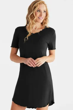 Damella Natkjole Short Sleeve i bomuldsviscose
