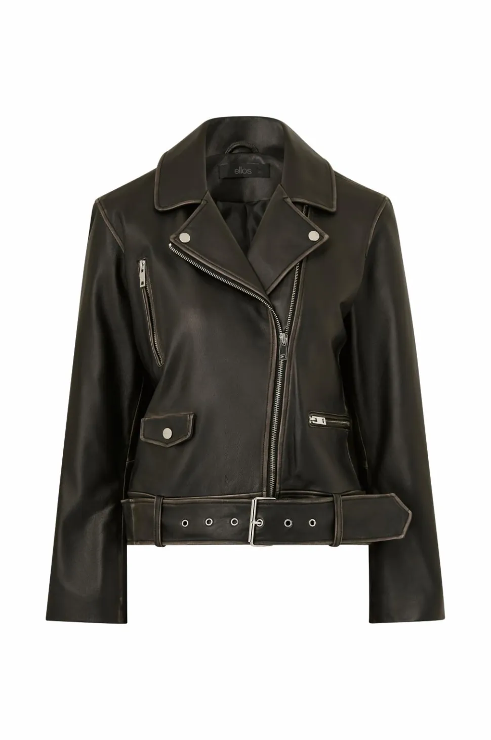 Ellos Collection Bikerjakke i læder Premium