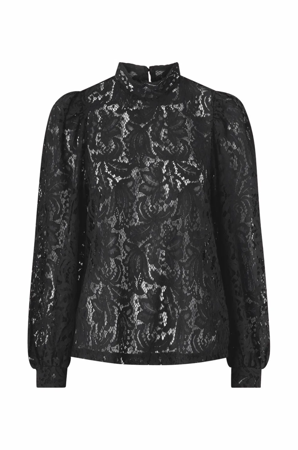 Ellos Collection Blondebluse med høj halsudskæring