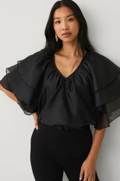 Ellos Collection Bluse med sommerfugleærmer