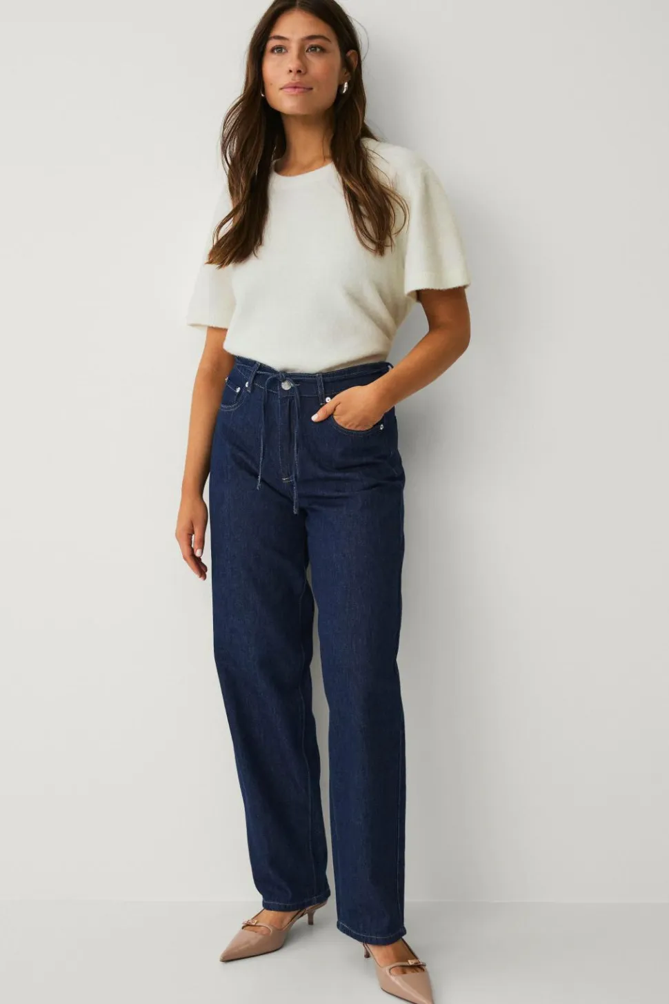 Ellos Collection Jeans med brede ben og bindebånd i taljen