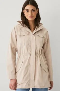 Ellos Collection Lang parka i bomuldstwill