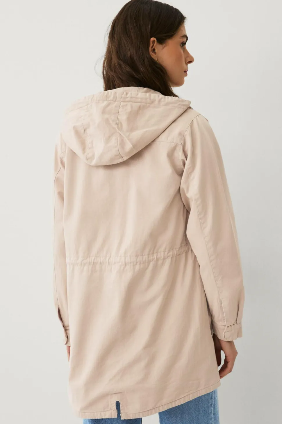Ellos Collection Lang parka i bomuldstwill