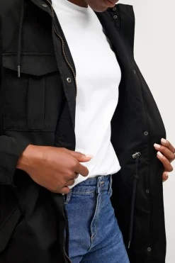 Ellos Collection Lang parka i bomuldstwill
