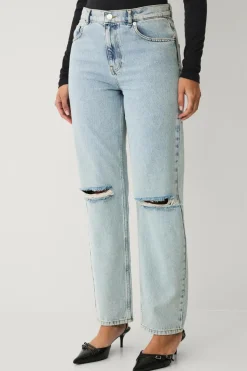 Ellos Collection Lige jeans med slid og ælde
