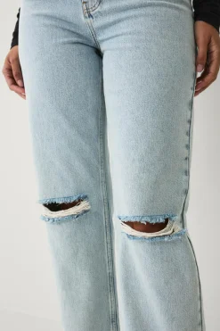 Ellos Collection Lige jeans med slid og ælde
