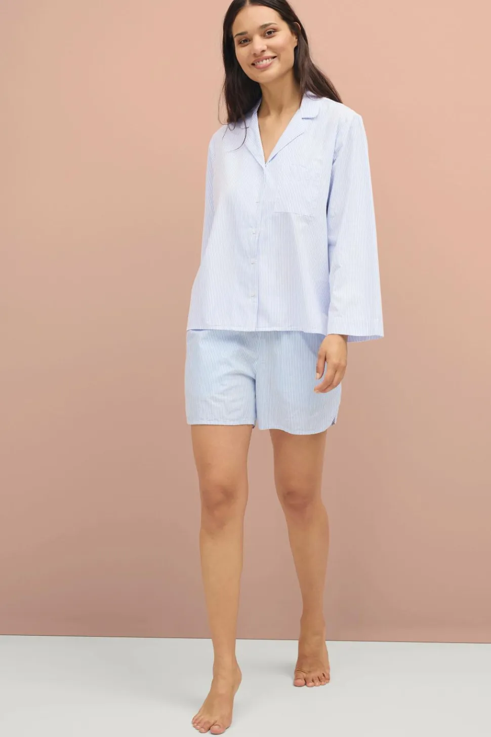 Ellos Collection Pyjamasskjorte med krave og revers