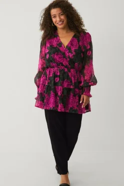 Ellos Plus collection Tunika i chiffon med ballonærme