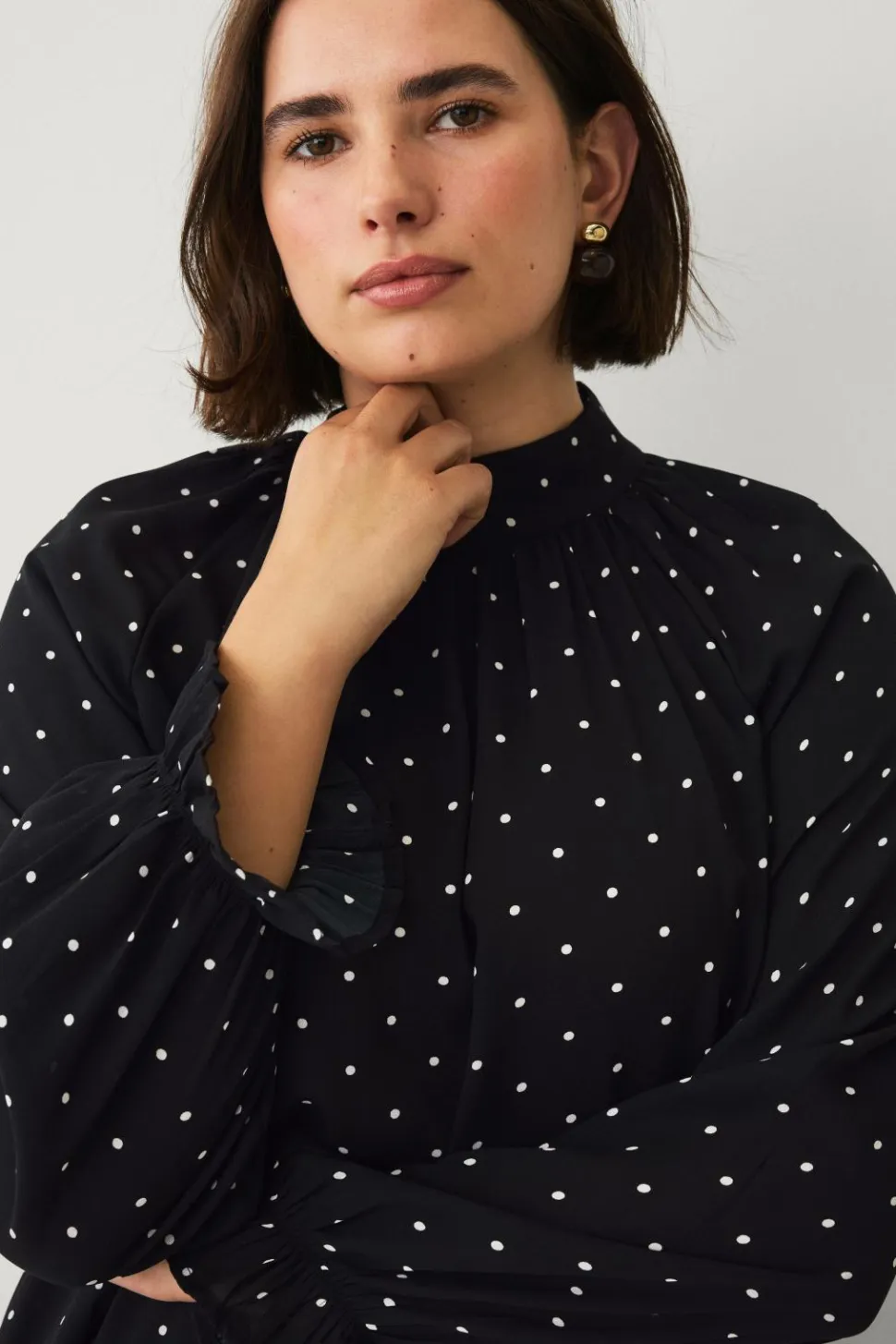 Ellos Plus collection Chiffonbluse med flæser