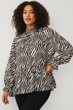 Ellos Plus collection Chiffonbluse med flæser