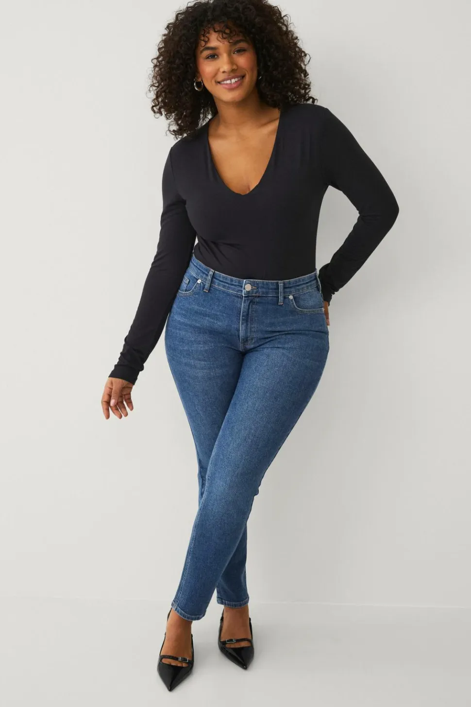 Ellos Plus collection slim jeans med høj talje