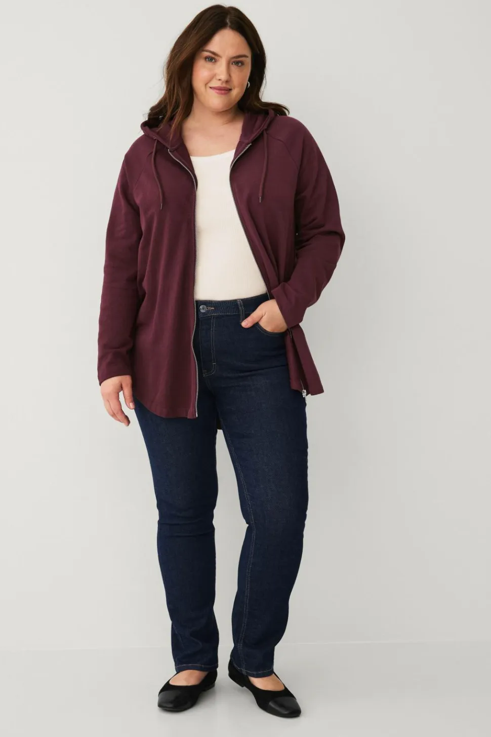 Ellos Plus collection Sweatshirt med hætte og lynlås