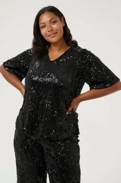 KAFFE Curve Top kcNicoleen Sequin Blouse