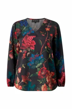 NO. 1 BY OX Bluse V Neck Long Sleeves w Elastic in Cuffs