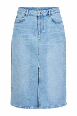 Object Cowboynederdel objEllen Midi MW Denim Skirt