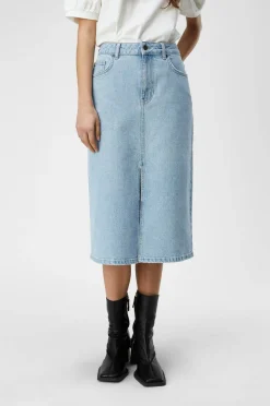 Object Cowboynederdel objEllen Midi MW Denim Skirt