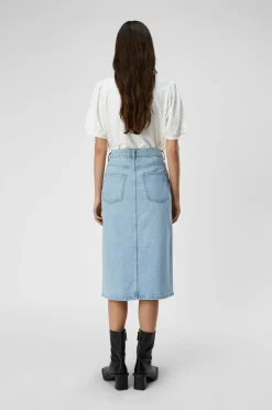 Object Cowboynederdel objEllen Midi MW Denim Skirt