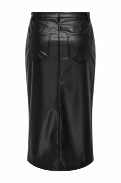 Only Nederdel onlKiri HW LO Slit Faux Lea Skirt C