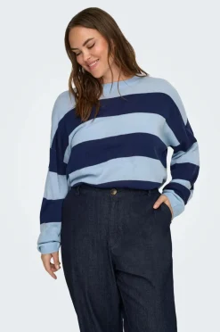 Only Carmakoma Pullover carDerry LS Stripe O-neck Knt