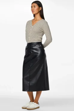 pieces Nederdel pcNeeth HW PU Midi Skirt