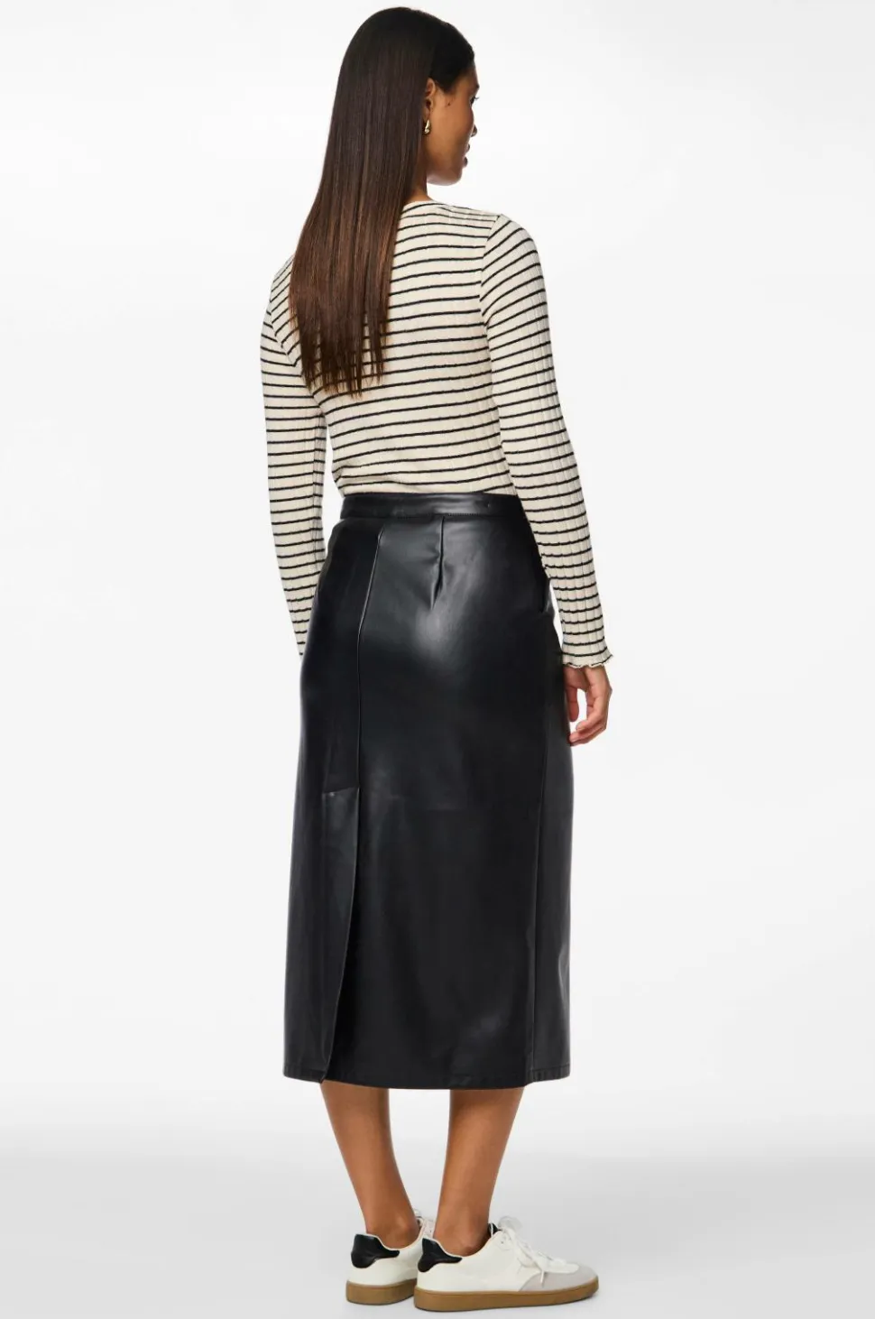 pieces Nederdel pcNeeth HW PU Midi Skirt