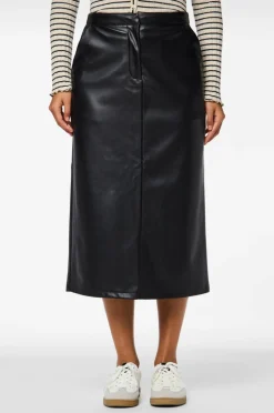 pieces Nederdel pcNeeth HW PU Midi Skirt