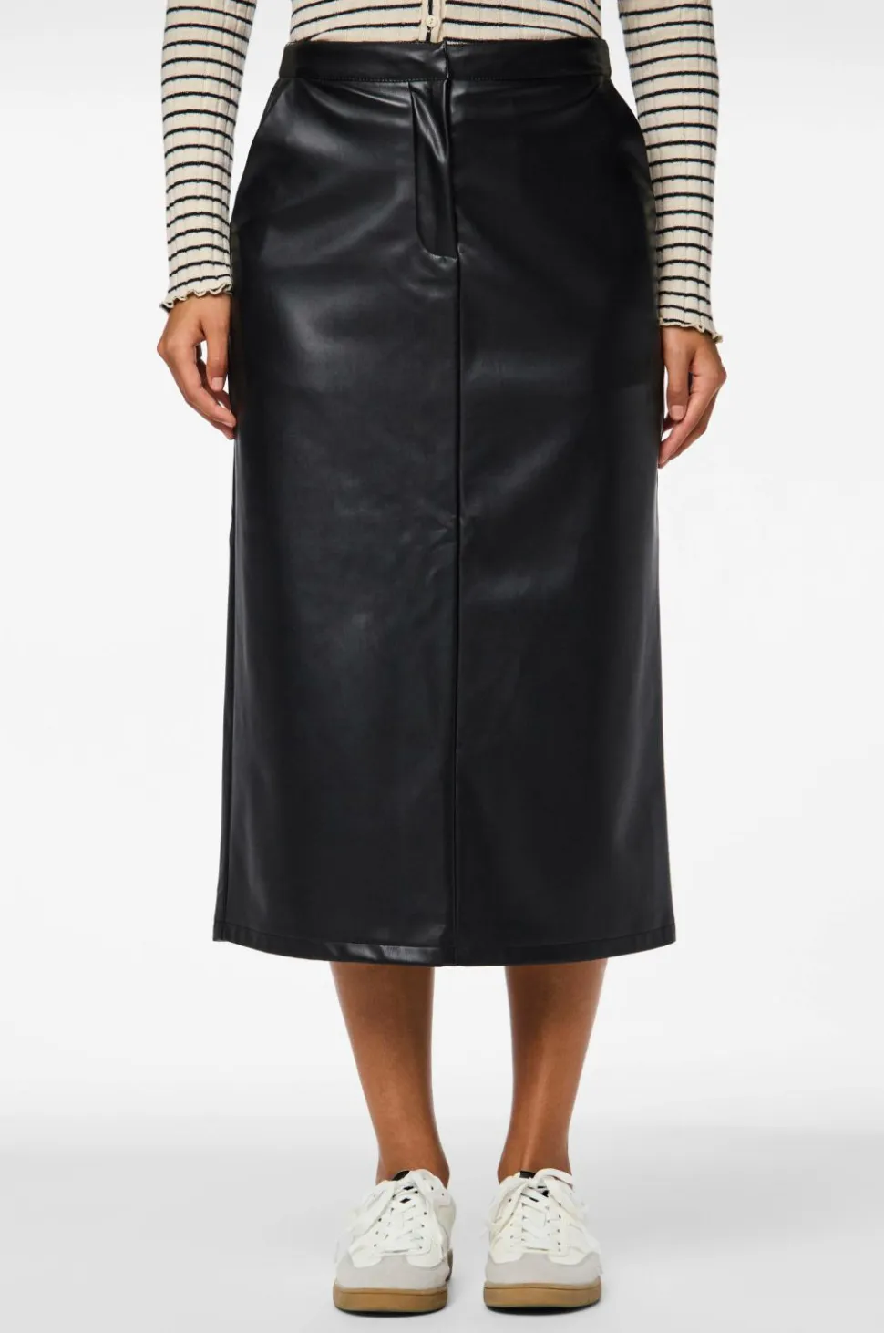 pieces Nederdel pcNeeth HW PU Midi Skirt