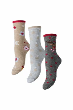 pieces Strømper pcJingle Xmas Glitter 3-pak