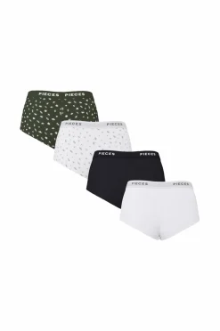 pieces Trusser pcLogo Lady Aop/solid Briefs 4-pak