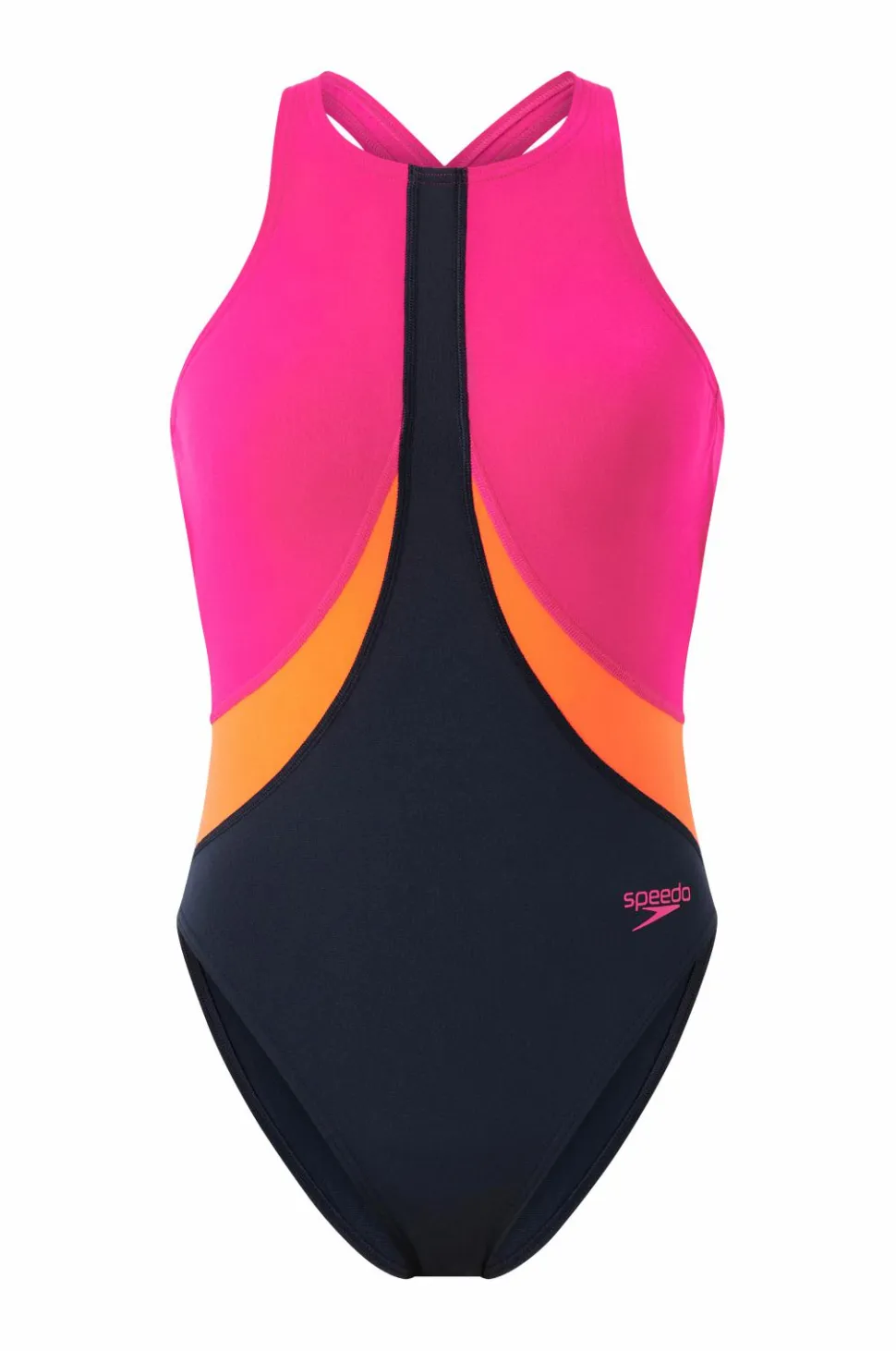 Speedo Badedragt Womens Colourblock Highneck Crossback