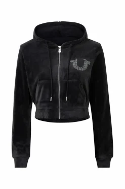 True Religion Hættetrøje Branded Crystal Velour Zip