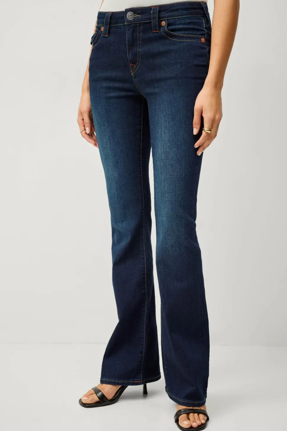 True Religion Jeans Becca Mid Rise Boot Cut Flap