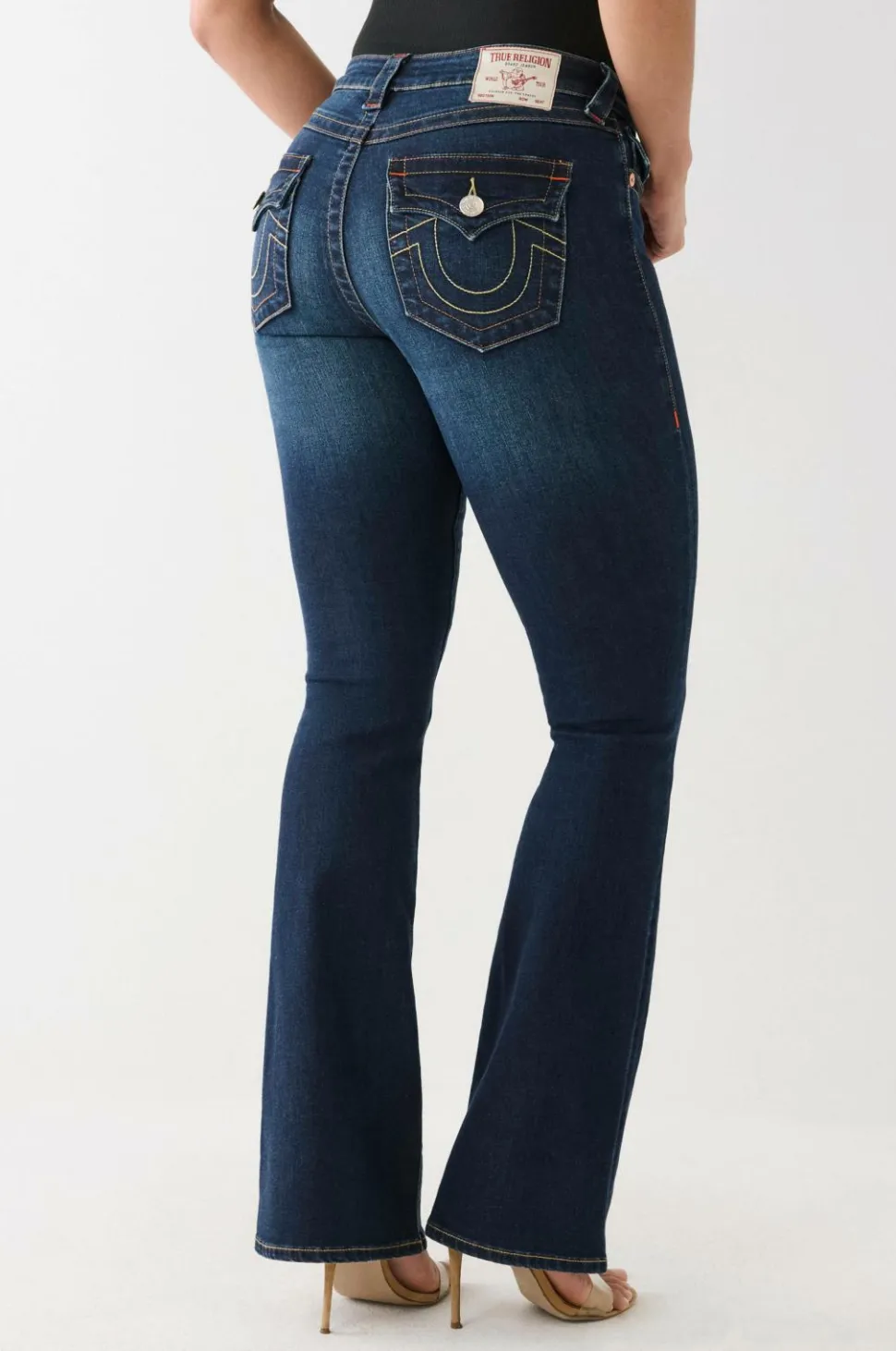 True Religion Jeans Becca Mid Rise Boot Cut Flap