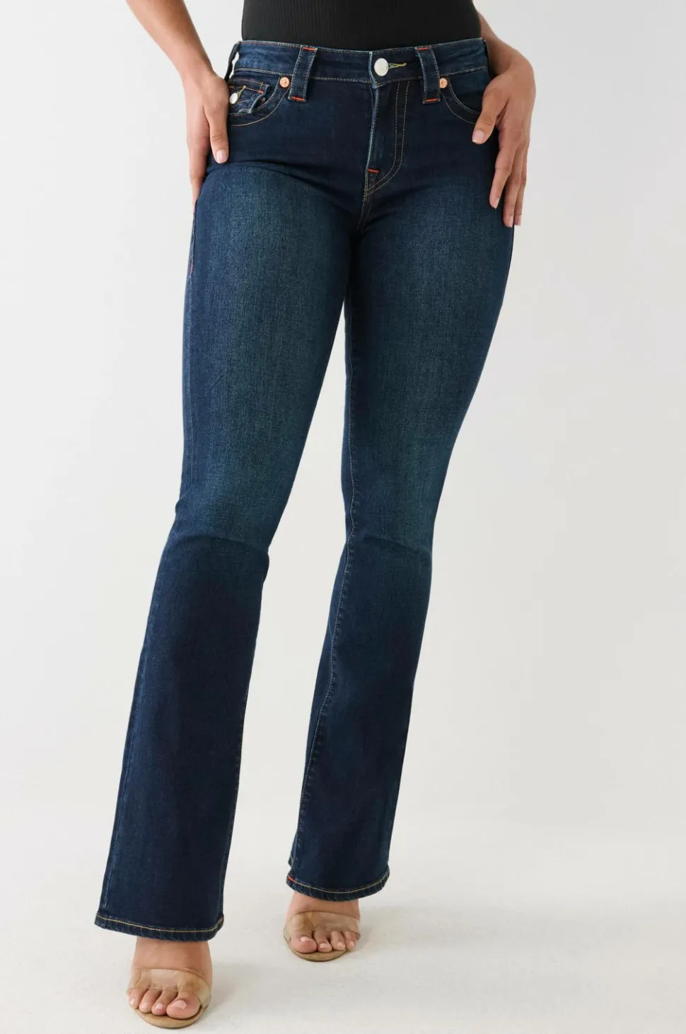 True Religion Jeans Becca Mid Rise Boot Cut Flap