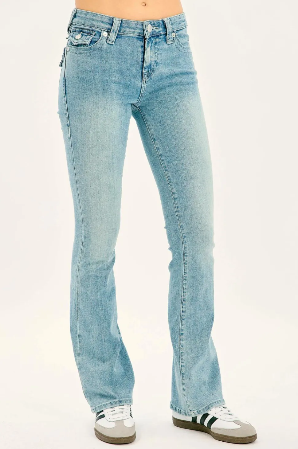 True Religion Jeans Becca Mid Rise Boot Cut Flap