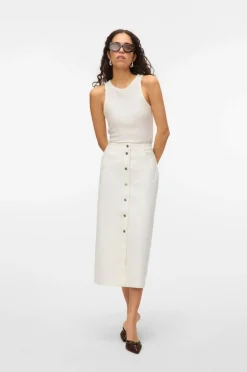Vero Moda Cowboynederdel vmWild Alvida Button HR 7/8 Clr Sk