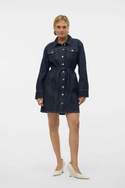 Vero Moda Skjortekjole vModa LS Short Dnm Dress Ra3009