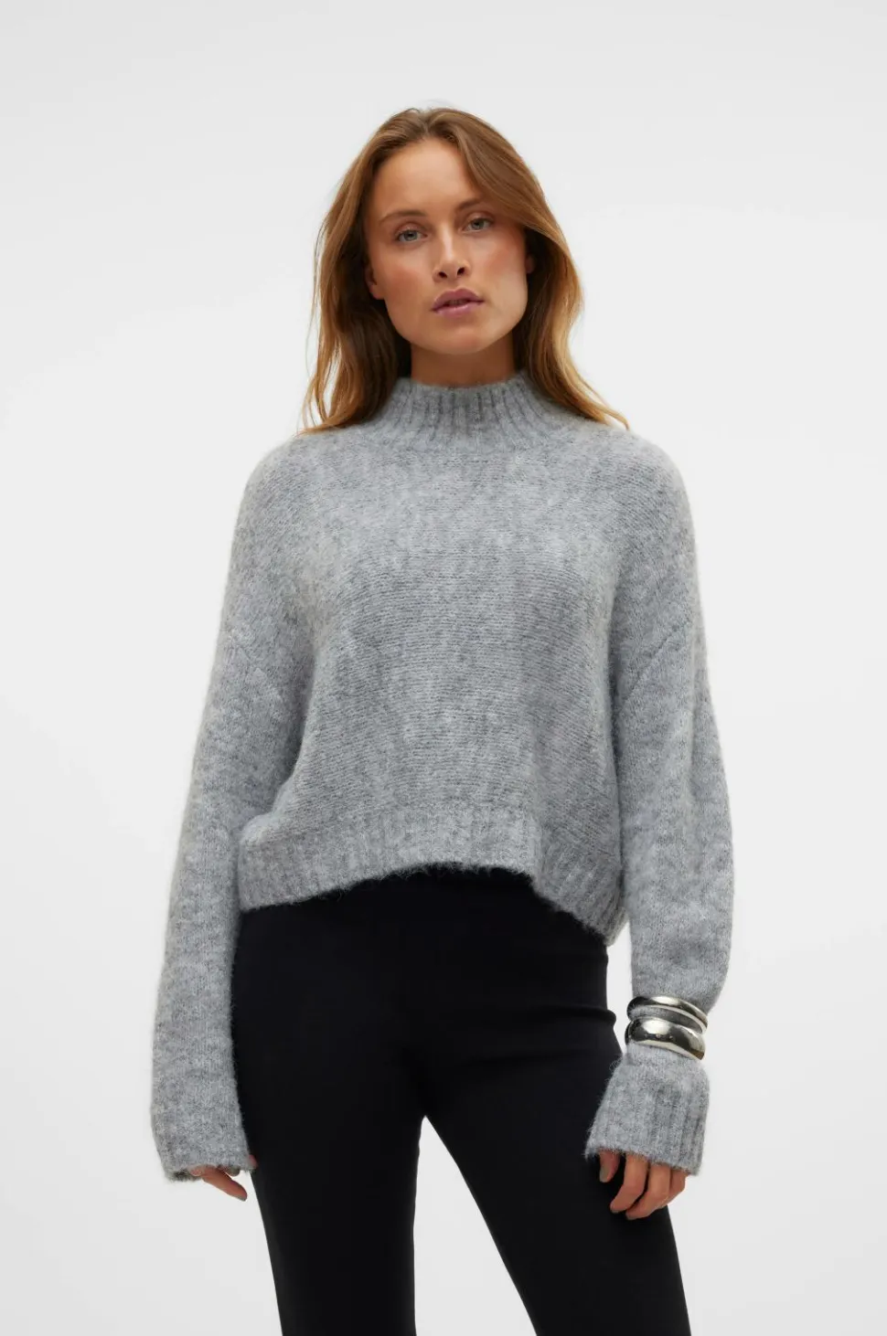 Vero Moda Trøje vmMars LS High Neck Cropped Knit VM