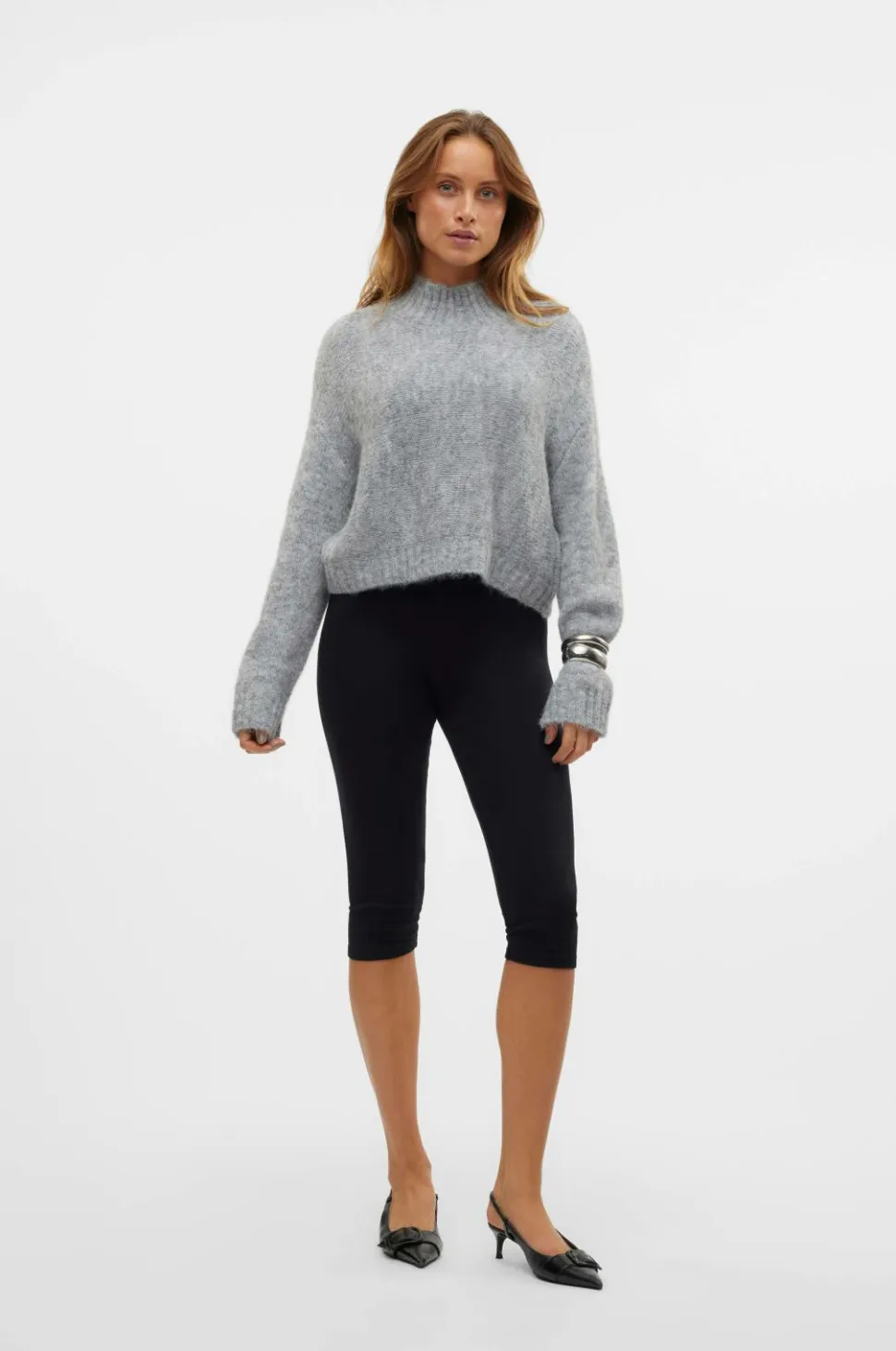 Vero Moda Trøje vmMars LS High Neck Cropped Knit VM