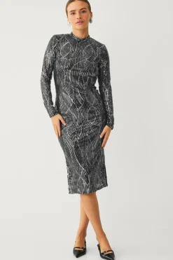 Vila Kjole viGigi Highneck Sequin L/s Midi Dress