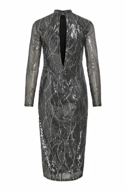 Vila Kjole viGigi Highneck Sequin L/s Midi Dress